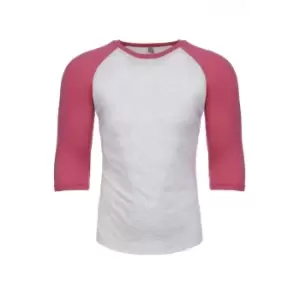 Image of Next Level Adults Unisex Tri-Blend 3/4 Sleeve Raglan T-Shirt (M) (Vintage Pink/Heather White)