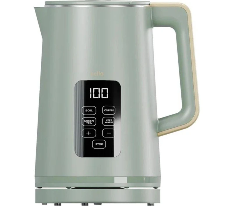 Image of Cello Electric Digital Kettle with Temperature Control, 3000W Rapid Boil, LED Display, 1.7 Litre Green