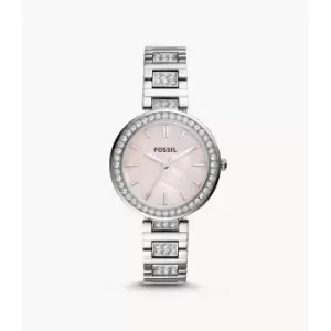 Image of Fossil Womens Karli Three-Hand Stainless Steel Watch - Silver