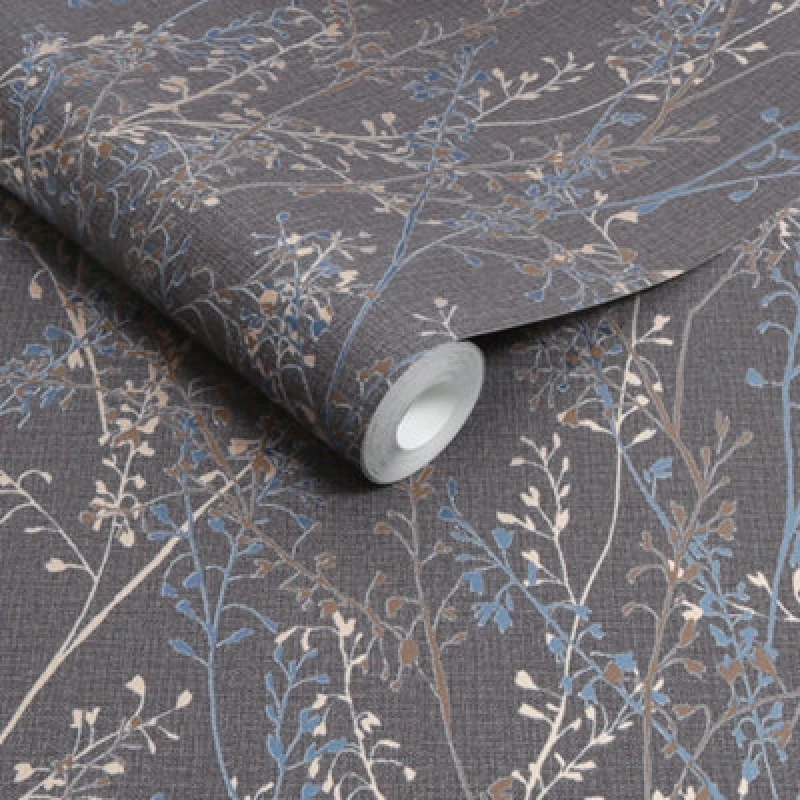 Image of Boutique Boutique Breeze Sprig Floral Wallpaper in Blue Size: 10000mm_x_520mm Blue 10000mm_x_520mm Unisex 5011583659030