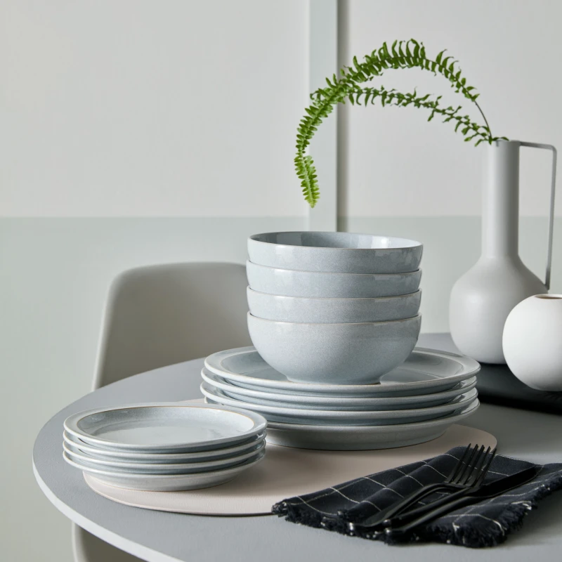 Image of Denby 12 Piece Tableware Set in Grey Grey Unisex