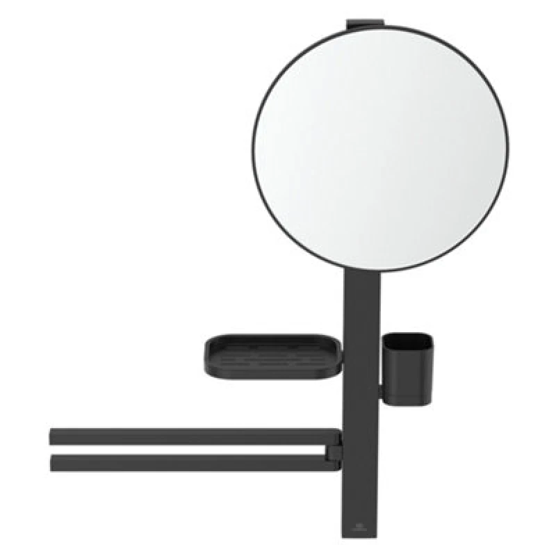 Image of Ideal Standard Alu+ Matt Silk Black Round Wall-Mounted Bathroom Mirror (H)71.7Cm (W)58Cm
