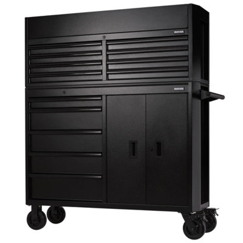 Image of Bunker 13 Drawer Roller Cabinet and Tool Chest Combo 24249 Colour: Black