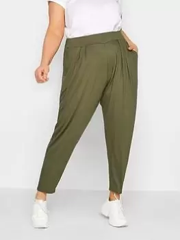 Image of Yours Double Pleat Harem Khaki, Green, Size 30-32, Women
