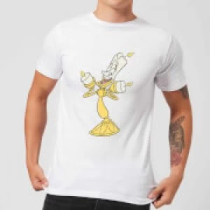 Image of Disney Beauty And The Beast Lumiere Distressed Mens T-Shirt - White