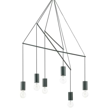 Image of Ideal Lux Lighting - Ideal Lux Pop - 6 Light Cluster Ceiling Pendant Black