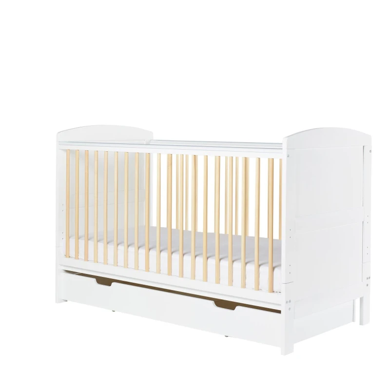Image of Ickle Bubba Coleby Scandi Cot Bed Under Drawer and Mattress White unisex one