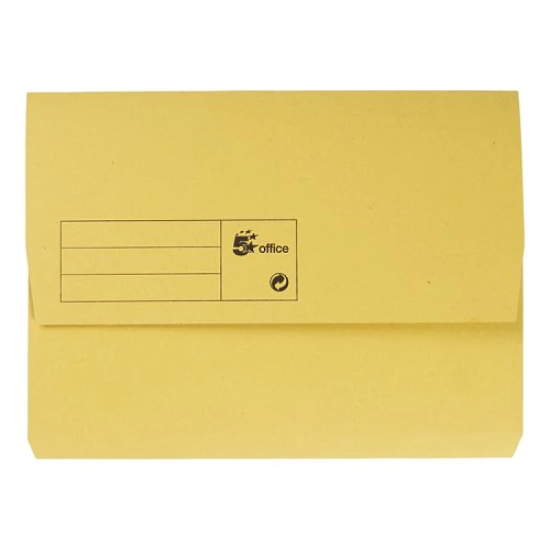 Image of 5 Star office 5 Star Office Document Wallet Half Flap 285gsm Recycled Capacity 32mm A4 Yellow (Pack of 50) 913918