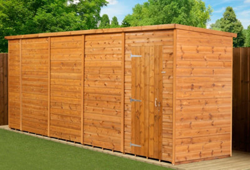 Image of Empire Sheds Empire Modular Pent 18X4 Dipped Treated Tongue And Groove Wooden Garden Shed Single Door (18' X 4' / 18ft X 4ft) (18X4)