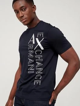 Image of Armani Exchange Large Logo T-Shirt &ndash; Navy Size XL Men