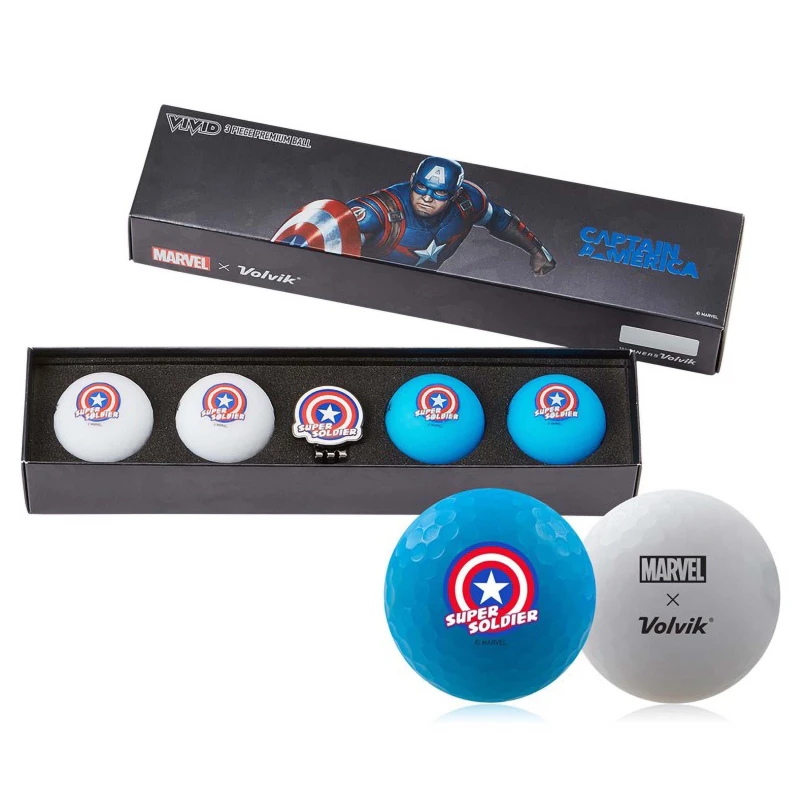 Image of Volvik Volvik VIVID Marvel Golf Ball Gift Sets Captain America unisex One Size