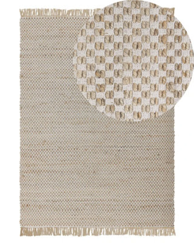 Image of Beliani Rug Zerdali Beige 140 X 200 Cm Jute