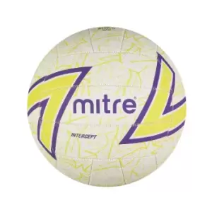 Image of Mitre Intercept 18 Panel Netball (5, White/Lime/Purple)