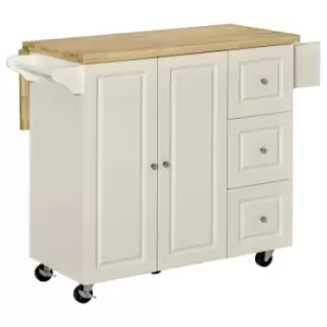 Image of Homcom Drop-leaf Kitchen Island On Wheels Utility Storage Cart With Drawers