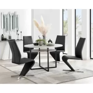 Image of Furniture Box Adley Grey Concrete Effect Storage Dining Table and 4 Black Willow Chairs