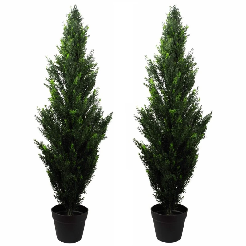 Image of Leaf 120cm Artificial Cedar Cypress Topiary UV Resistant Green