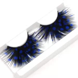 Image of False Eyelashes Blue Feather Plumes