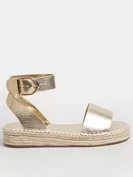 Image of Yours Extra Wide Fit Flatform Espadrille Gold, Size 9, Women