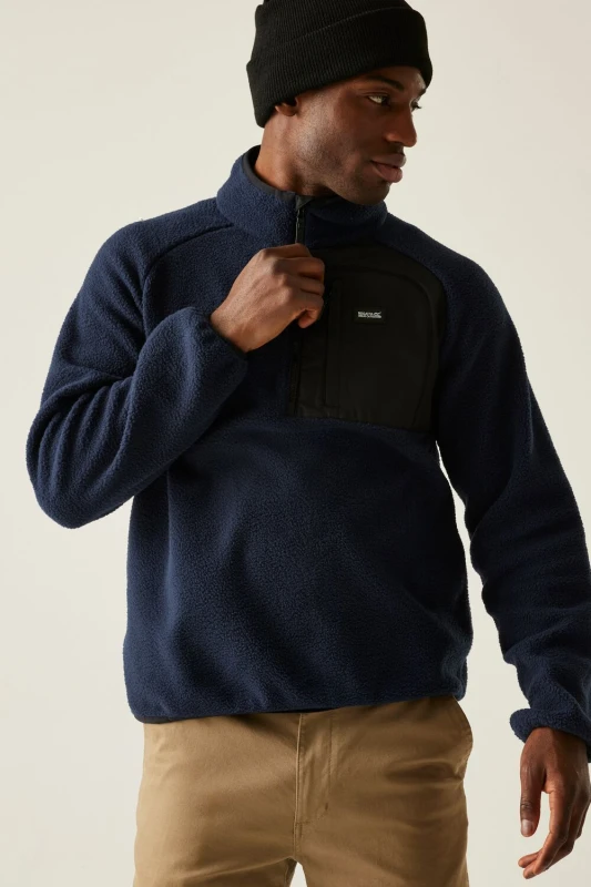 Image of Regatta Regatta Men Frankie Borg Half-Zip Insulating Fleece in Navy Size: Medium Navy M Male 5063516104452