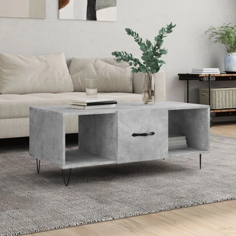 Image of Vidaxl Coffee Table Concrete Grey 102X50X40 Cm Engineered Wood, Grey 829296