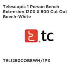 Image of TC Group Telescopic 1 Person Bench Extension 1200 x 800 Cut Out Beech-White