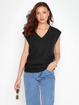 Image of Long Tall Sally Black Chunky Knitted Vest, Black, Size 10-12, Women