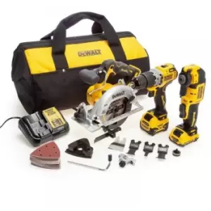 Image of DEWALT - DCK318P1D1 3 PC 12V xr Brushless Kit - Hammer Drill Multi Tool Saw +5ah