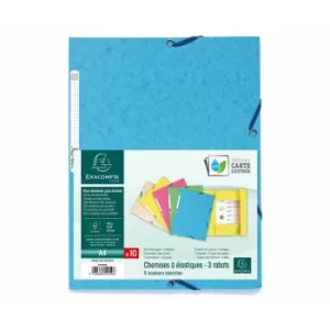 Image of Exacompta Europa 3 Flap Elastic Folder A4 Pack of 50 400g Assorted Colours C