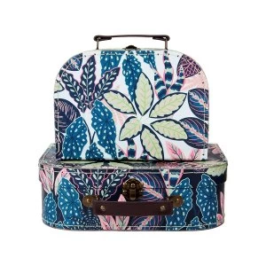 Image of Sass & Belle Variegated Leaves 2Pcs Set Suitcases