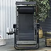 Image of OutSunny Breathable Mesh Lounge Chair Black