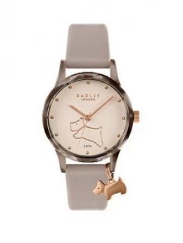 Image of Radley White And Tortoise Shell Bezel Charm Dial Grey Leather Strap Ladies Watch