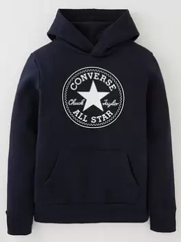 Image of Converse Older Boys Fleece Chuck Patch Core Pullover Hoodie - Dark Blue, Dark Blue, Size 8-10 Years