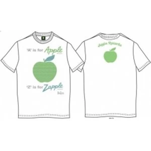 Image of A is for Apple Mens White Vintage Print T Shirt: Small