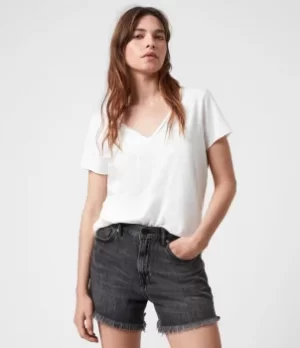 Image of AllSaints Womens Emelyn Tonic T-Shirt, White, Size: M