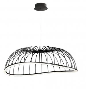 Image of Caged Ceiling Pendant 81cm Round, 40W LED, 3000K, 2800lm, Black