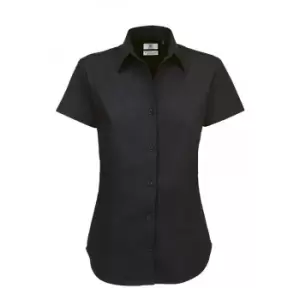 Image of B&C Womens/Ladies Sharp Twill Short Sleeve Shirt (S) (Black)