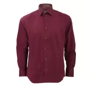 Image of Russell Collection Mens Long Sleeve Easy Care Fitted Shirt (14.5) (Port)