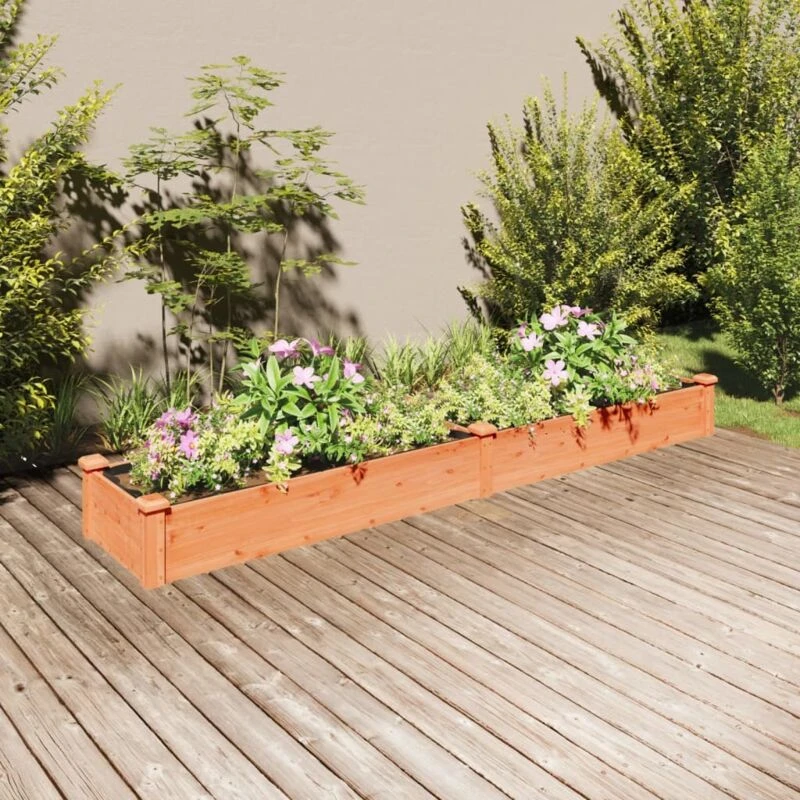 Image of VIDAXL Garden Raised Bed with Liner Brown 240x45x25cm Solid Wood Fir Vidaxl 8720845824242