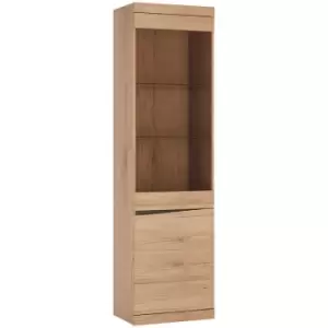 Image of Kensington Tall Narrow 2 Door Glazed Display Cabinet (RHD) in Oak