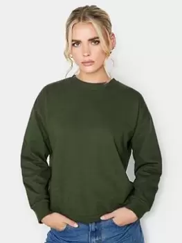 Image of PixieGirl Petite Crew Neck Sweatshirt - Green, Size 14, Women