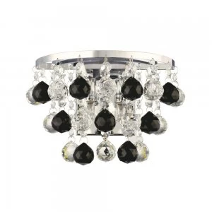 Image of Wall Lamp Switched 2 Light Polished Chrome, Crystal, Supplied with 9 Additional Black Crystal Spheres