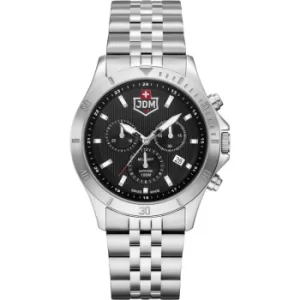 Image of Mens JDM Military Delta Chrono Steel Black Dial Chronograph Watch