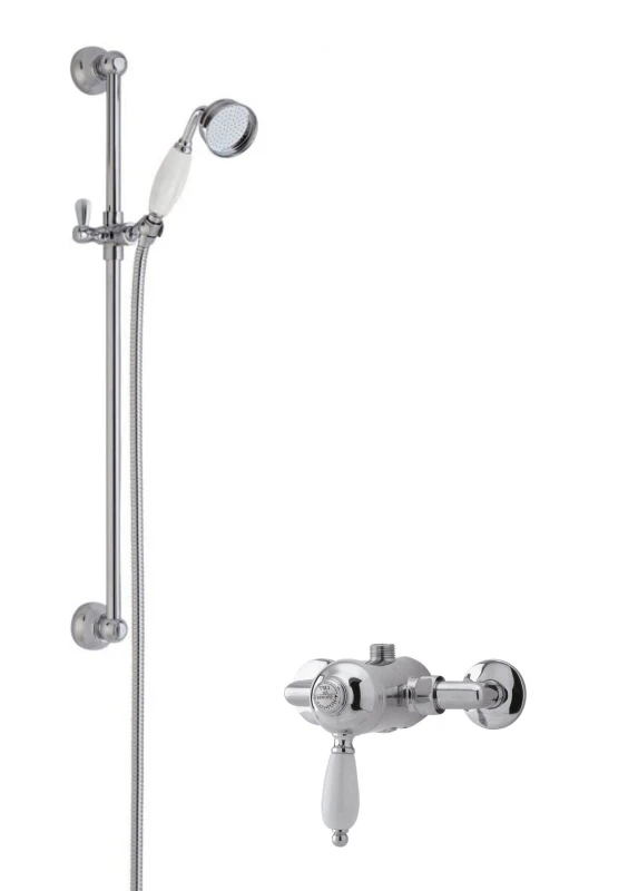 Image of Balterley Traditional Exposed Manual Valve Slide Rail Shower Set Chrome Silver unisex