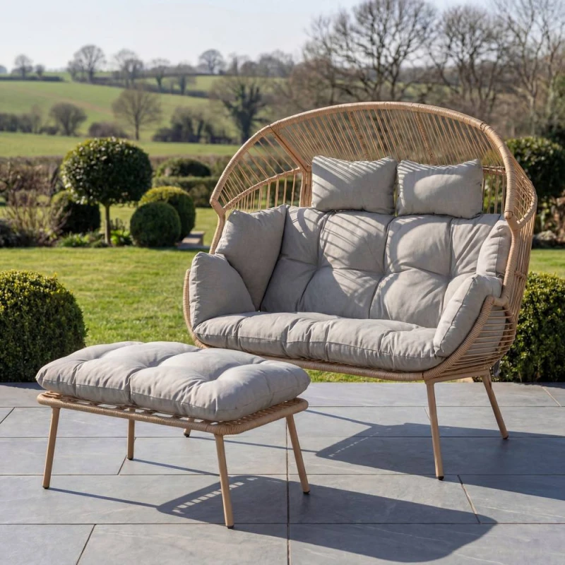 Image of Artemis Home Cocona 2 Seat Standing Egg Chair & Stool in Light Brown Light Brown Unisex