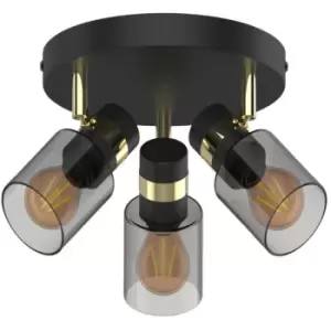 Image of Zumaline Lighting - Zumaline Asti Ceiling Spotlight Clusters, Matt Black, Gold, 3x E14
