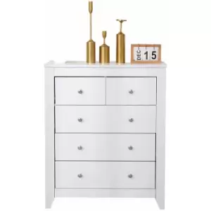 Image of White Chest of Drawers with 2+3 Drawers Storage Unit Cabinet Cupboard Sideboard Bedroom Furniture,79x40x95cm(WxDxH) - White - Hmd Furniture