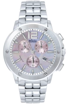 Image of Rotary RLB00001-40-07-X R & Co Womens Chronograph Steel Bra Colour - Silver Tone