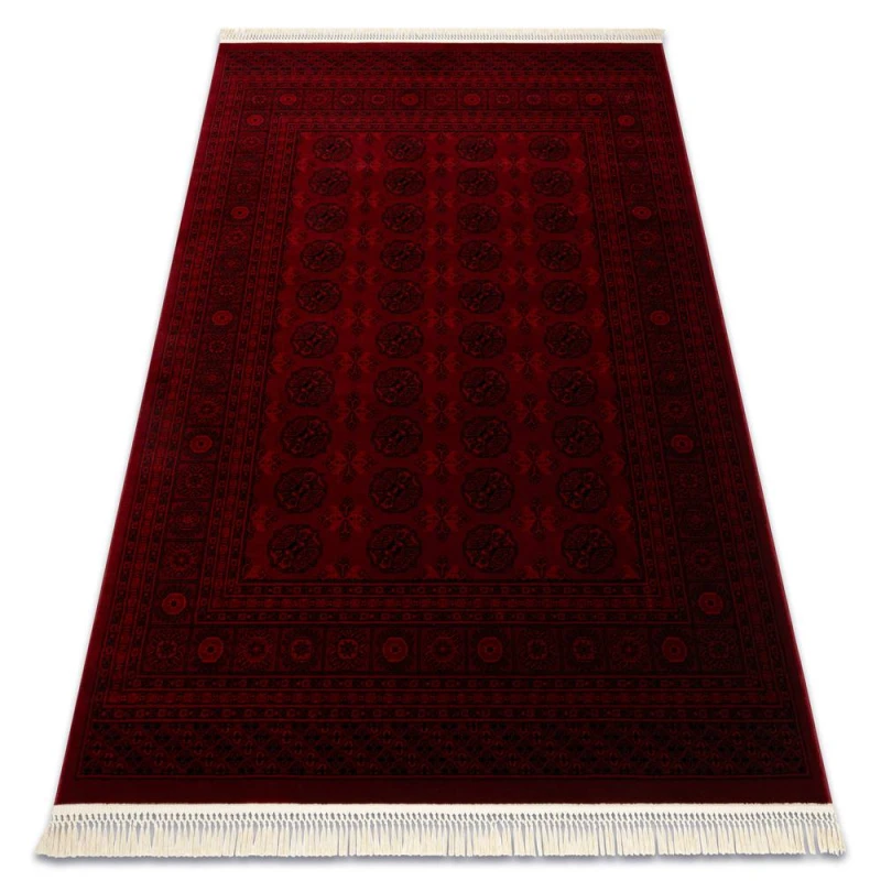 Image of RugsX Orient 6889 Carpet Burgundy / Black Buchara, Frame, Oriental, With Fringes 200X290 Cm
