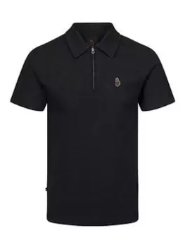 Image of Luke 1977 Luke 1977 Zip Neck Polo Shirt - Dark Grey, Size S, Men