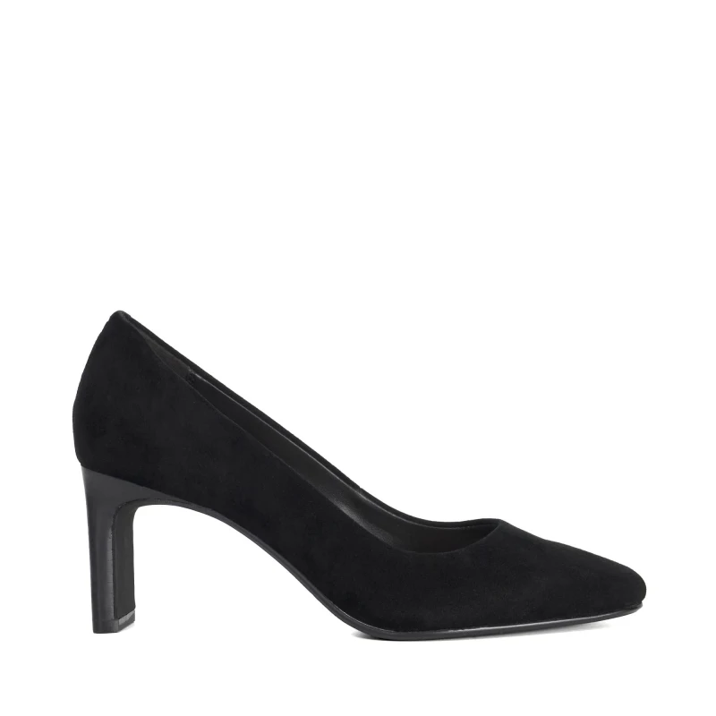 Image of Dune London Womens Suede Block Heel Court Shoes Black Suede female 3 (36)